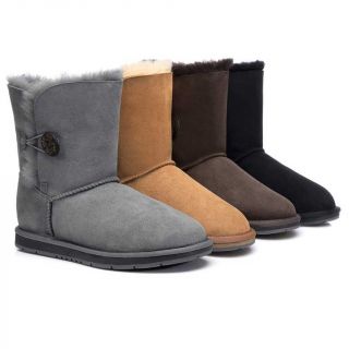 AS UGG Boots Australia Premium Double Face Sheepskin Short Button Water Resistant