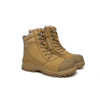 Work Safety Boots Mens Leo Lace Up Zip Steel Toe